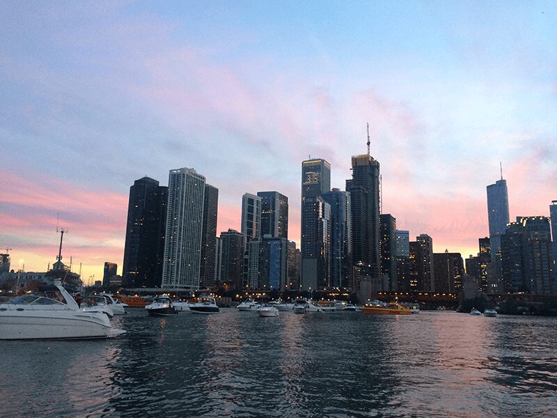 Chicago Skyline Sunset