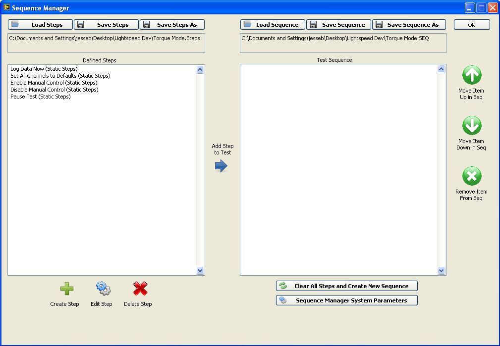 Sequence Manager Interface