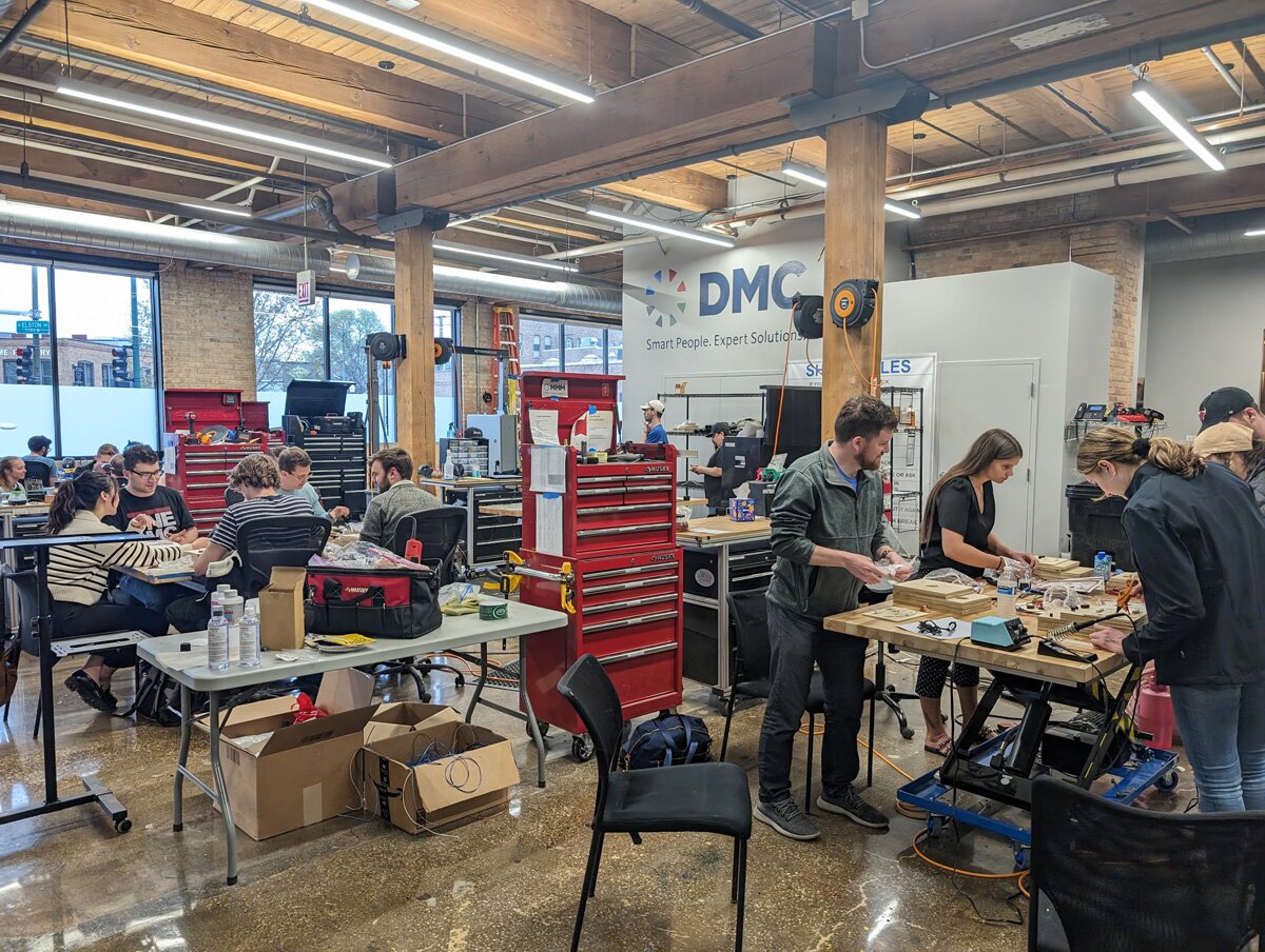 Assembling speakers in the Fabrication Studio