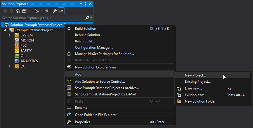 Adding a New Database Project in TwinCAT 3